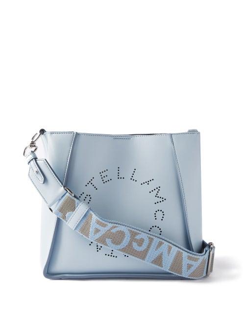 Stella Mccartney - Logo-perforated Mini Faux-leather Cross-body Bag - Womens - Light Blue