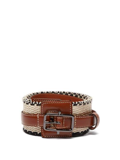 Matchesfashion.com Etro - Woven Cotton And Leather Belt - Womens - Tan