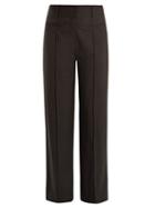 Matchesfashion.com Diane Von Furstenberg - Wide Leg Pintucked Wool Blend Trousers - Womens - Black