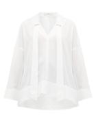 Matchesfashion.com Tibi - Savannah V Neck Crepe Blouse - Womens - White