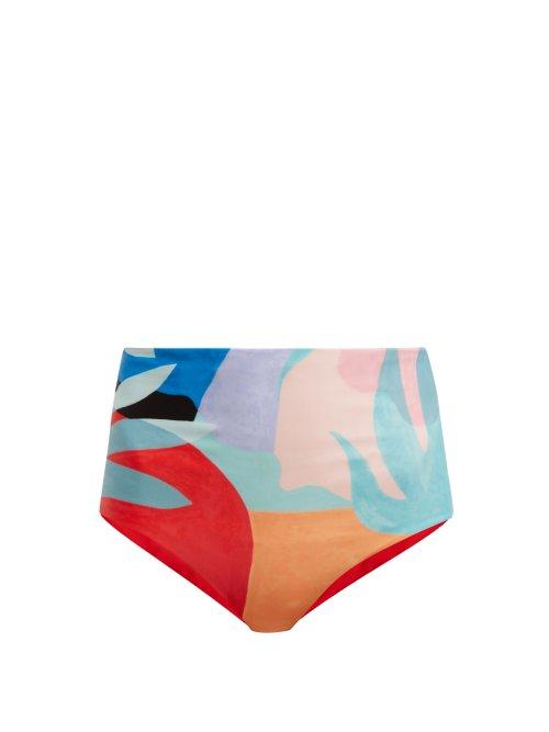 Matchesfashion.com Mara Hoffman - Lydia Agave Print High Rise Bikini Briefs - Womens - Multi