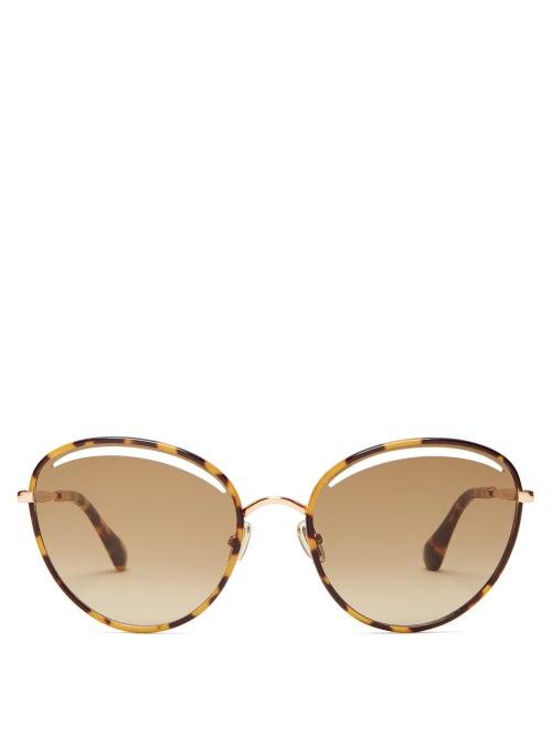Matchesfashion.com Jimmy Choo - Malya Tortoiseshell Round Acetate Sunglasses - Womens - Tortoiseshell
