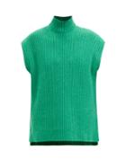 Matchesfashion.com Ganni - High-neck Sleeveless Wool-blend Sweater - Womens - Green