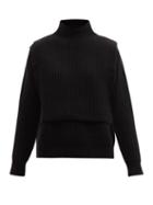 Jil Sander - Layered Ribbed Wool-blend Sweater - Womens - Black