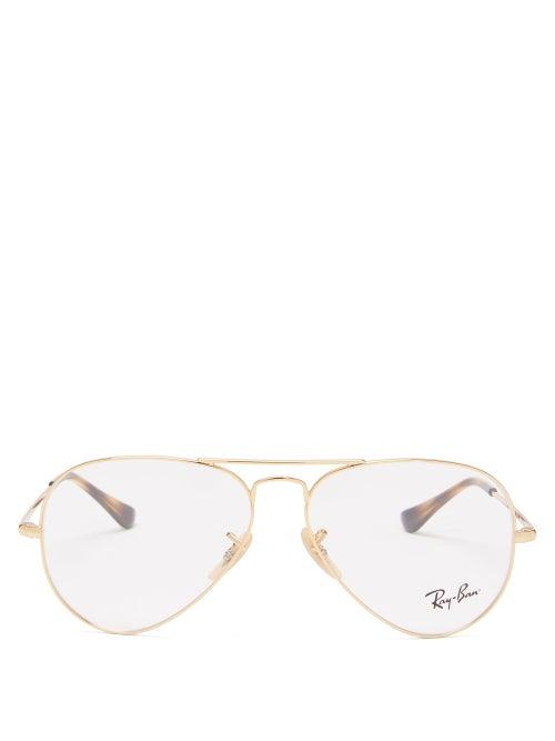 Ray-ban - Aviator Metal Glasses - Womens - Gold