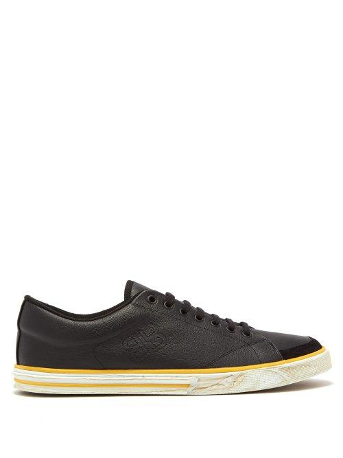 Matchesfashion.com Balenciaga - Logo Print Leather Trainers - Mens - Black