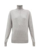 Matchesfashion.com Extreme Cashmere - No. 102 Here Half Zip Cashmere Blend Sweater - Womens - Light Grey