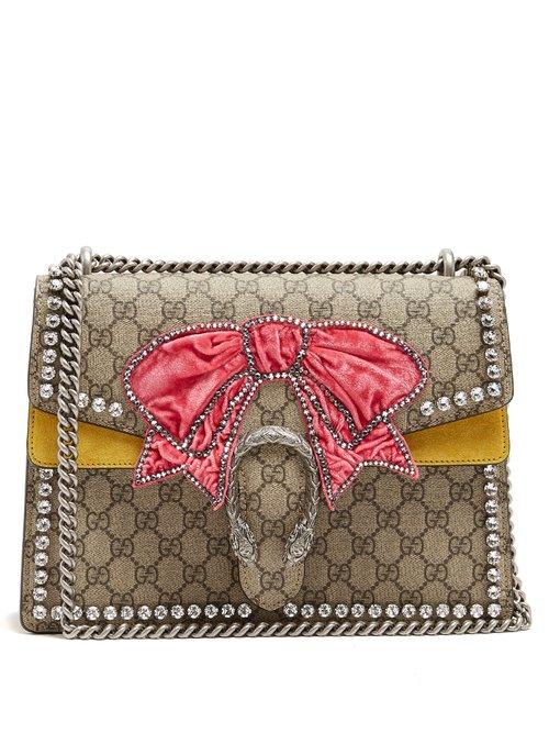 Matchesfashion.com Gucci - Dionysus Gg Supreme Embellished Shoulder Bag - Womens - Yellow Multi