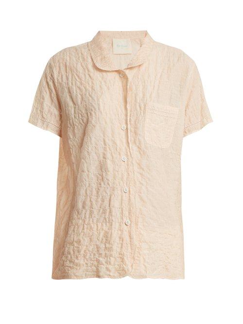 Matchesfashion.com Loup Charmant - Camper Short Sleeved Striped Cotton Shirt - Womens - Orange Stripe