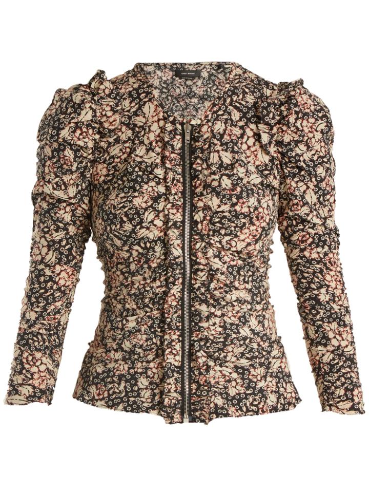 Isabel Marant Bali Ruched Abstract-print Stretch-silk Top
