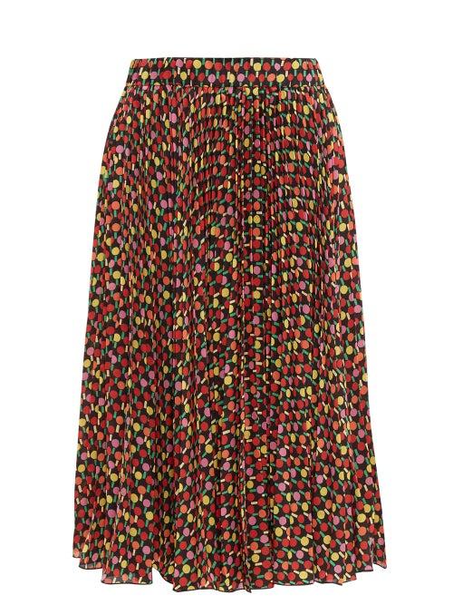 Matchesfashion.com La Doublej - Soleil Pleated Georgette Midi Skirt - Womens - Multi