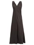 Matchesfashion.com Lee Mathews - Tamara Jacquard Stripe Satin Dress - Womens - Black