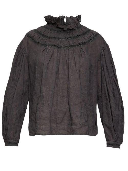 Matchesfashion.com Isabel Marant Toile - Amalia Ladder-stitch Linen Blouse - Womens - Black