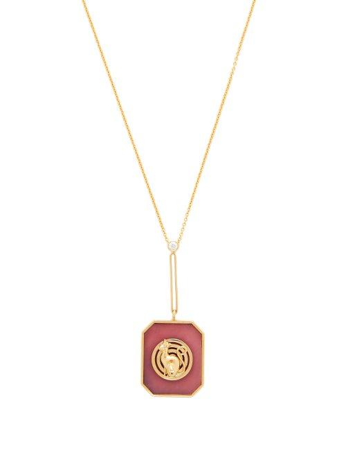 Matchesfashion.com Retrouvai - Lucky Token Diamond, Opal & Gold Necklace - Womens - Pink