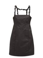 Ganni - Ruffled-straps Nylon Mini Dress - Womens - Black