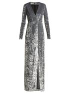 Matchesfashion.com Galvan - Cloud Hammered Velvet Gown - Womens - Silver