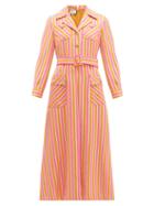 Matchesfashion.com Gucci - Metallic Stripe Tailored Wool Blend Dress - Womens - Orange Multi