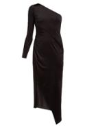 Matchesfashion.com Galvan - Mamounia Asymmetric Jersey Midi Dress - Womens - Black