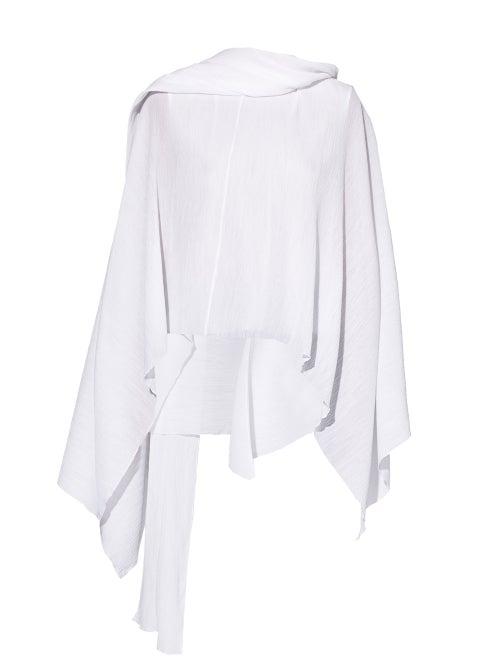 Matchesfashion.com Erdem - Elois Cape-sleeve Crepon Top - Womens - White
