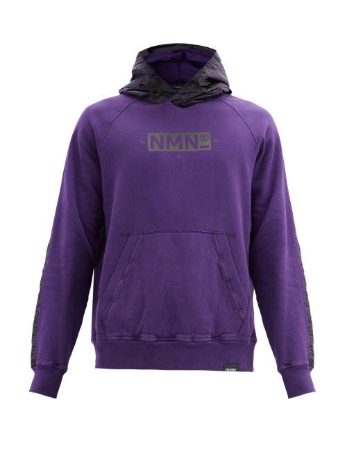 Matchesfashion.com Nemen - Tracy Logo-print Cotton-jersey Hooded Sweatshirt - Mens - Dark Purple