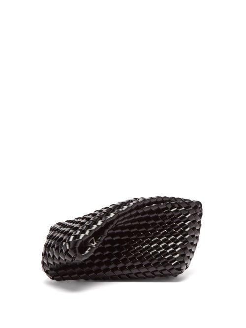 Bottega Veneta - Structure Intrecciato Leather Clutch Bag - Womens - Black