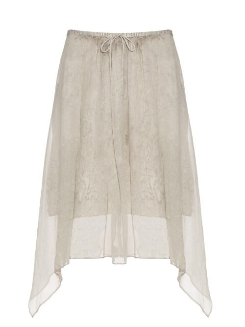 Raquel Allegra Rainwash-print Silk Skirt