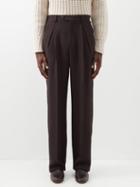 Umit Benan B+ - Pressed-front Tailored Trousers - Mens - Brown