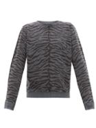 Matchesfashion.com Saint Laurent - Zebra Print Cotton Sweatshirt - Mens - Black