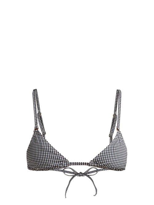 Matchesfashion.com Belize - Chiara Gingham Triangle Bikini Top - Womens - White Navy