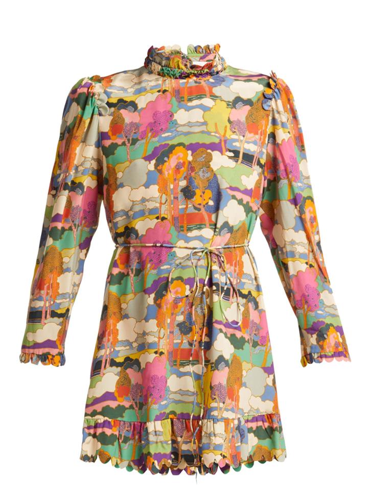Horror Vacui Vestia Landscape-print Silk Mini Dress