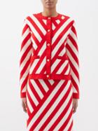 Gucci - Chevron-stripe Wool Cardigan - Womens - Red White