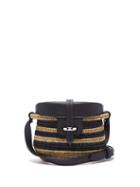 Matchesfashion.com Khokho - Jabu Leather Trimmed Striped Mini Basket Bag - Womens - Black Cream