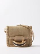 Chlo - Kattie Blanket-stitched Suede Shoulder Bag - Womens - Beige