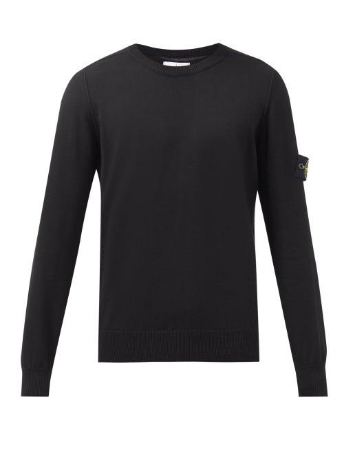 Stone Island - Logo-patch Cotton Sweater - Mens - Black