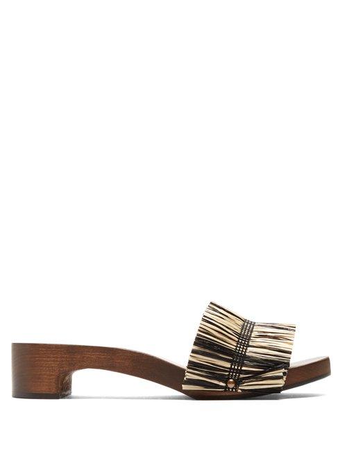 Matchesfashion.com Lvaro - Alissa Raffia Embellished Wooden Slides - Womens - Black Cream