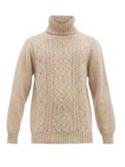 Matchesfashion.com Inis Mein - Aran Patterned Merino Wool Roll Neck Sweater - Mens - Beige