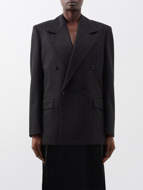 Bottega Veneta - Double-breasted Pinstriped Wool Blazer - Womens - Brown Stripe