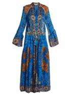 Etro Paisley-print Pleated Silk-chiffon Gown