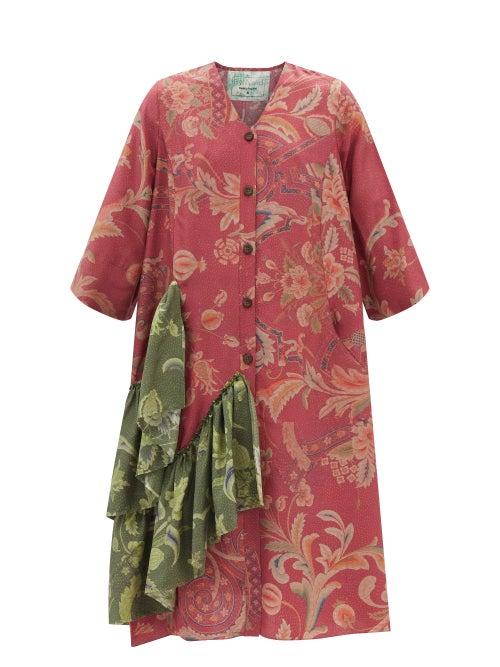 By Walid - Rosita 19th-century Chinese Printed-silk Dress - Womens - Red Multi