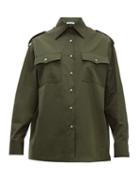 Matchesfashion.com Prada - Flap Pocket Cotton Poplin Shirt - Womens - Green