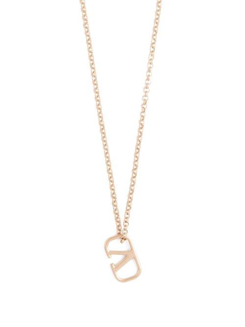 Matchesfashion.com Valentino - Go Logo Pendant Necklace - Mens - Gold