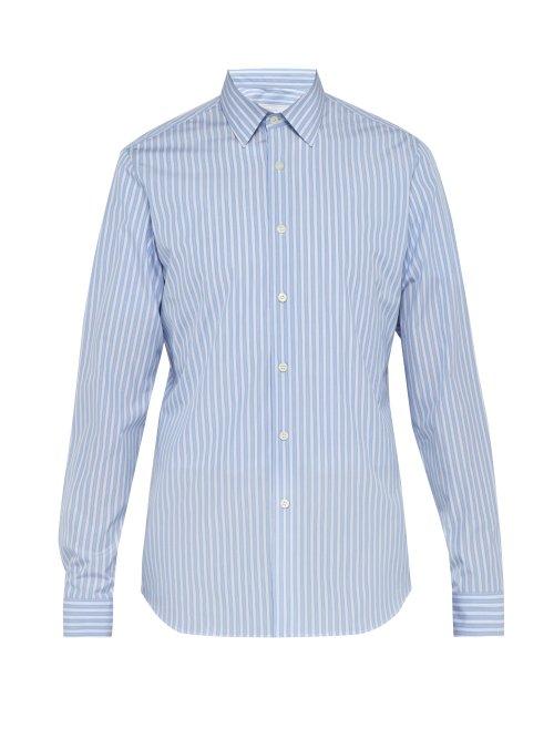 Matchesfashion.com Prada - Striped Cotton Poplin Shirt - Mens - Blue Multi
