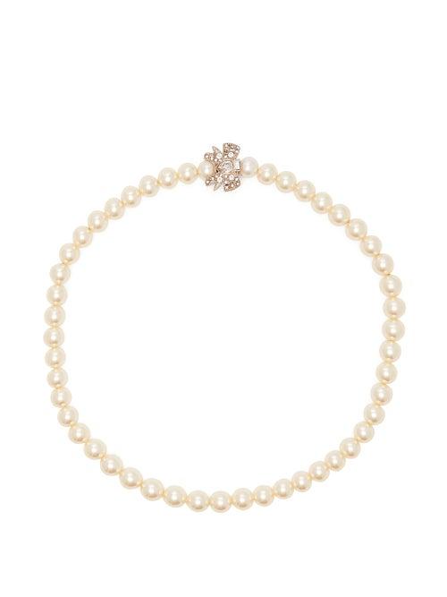 Matchesfashion.com Miu Miu - Crystal Embellished Faux Pearl Necklace - Womens - Pearl