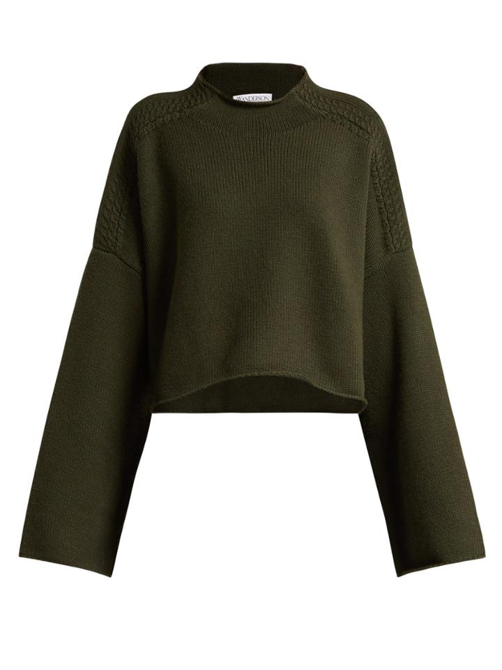 Jw Anderson Wool And Cashmere-blend Cropped Sweater