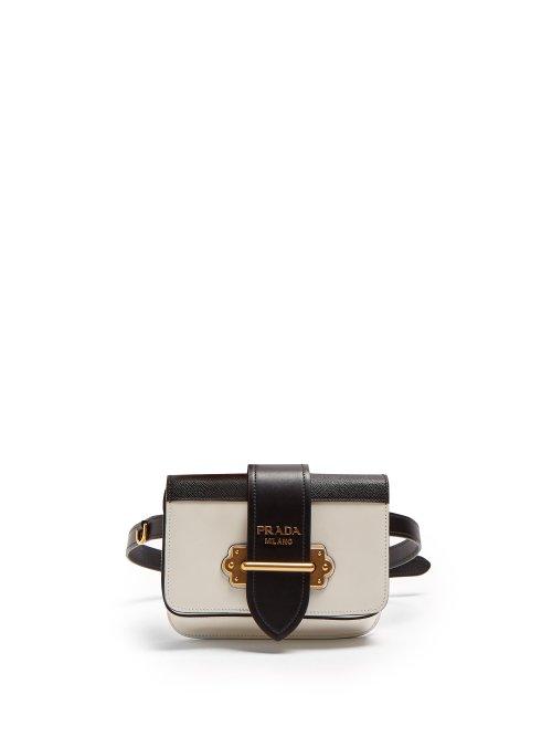 Matchesfashion.com Prada - Cahier Leather Belt Bag - Womens - White Black