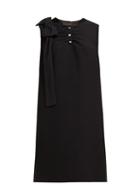Matchesfashion.com Miu Miu - Crystal Embellished Ruched Crepe Shift Dress - Womens - Black