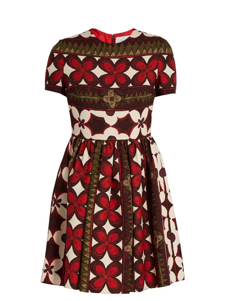Valentino Floral-print Wool And Silk-blend Dress