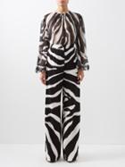 Dolce & Gabbana - High-rise Zebra-print Crepe Trousers - Womens - Black White