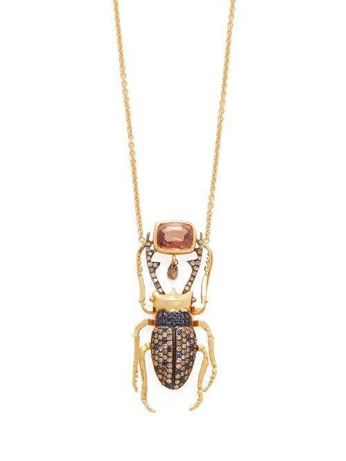 Matchesfashion.com Daniela Villegas - Jupiter Diamond, Sapphire & 18kt Gold Necklace - Womens - Blue