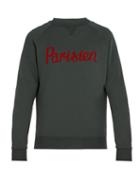 Matchesfashion.com Maison Kitsun - Parisien Flocked Cotton Sweatshirt - Mens - Green